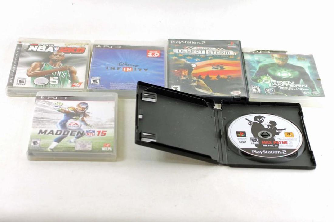 Lot of Playstation 2 and PS3 Games: Includes Conflict Desert Storm, NBA 2K9, Disney Infinity, Green Lantern, Madden NFL 15, and Max Payne