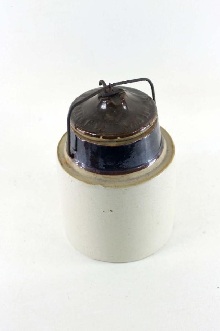 Stoneware Crock with Wire Bail Lid: Stoneware Crock with Wire Bail Lid