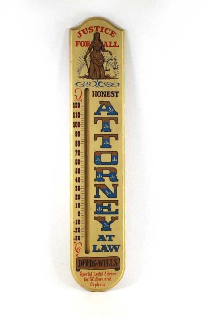 Vintage Wood Sign Honest Attorney at Law: Vintage Wood Sign Honest Attorney at Law. This was a thermometer, but the thermometer part has been removed/is missing. Still a great sign, though.