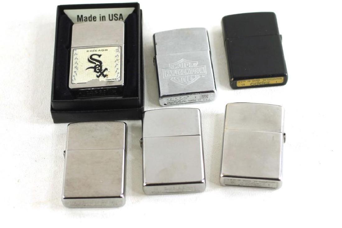Lot of 6 Zippo Lighters incl Harley Davidson and: Lot of 6 Zippo Lighters incl Harley Davidson and Chicago White Sox