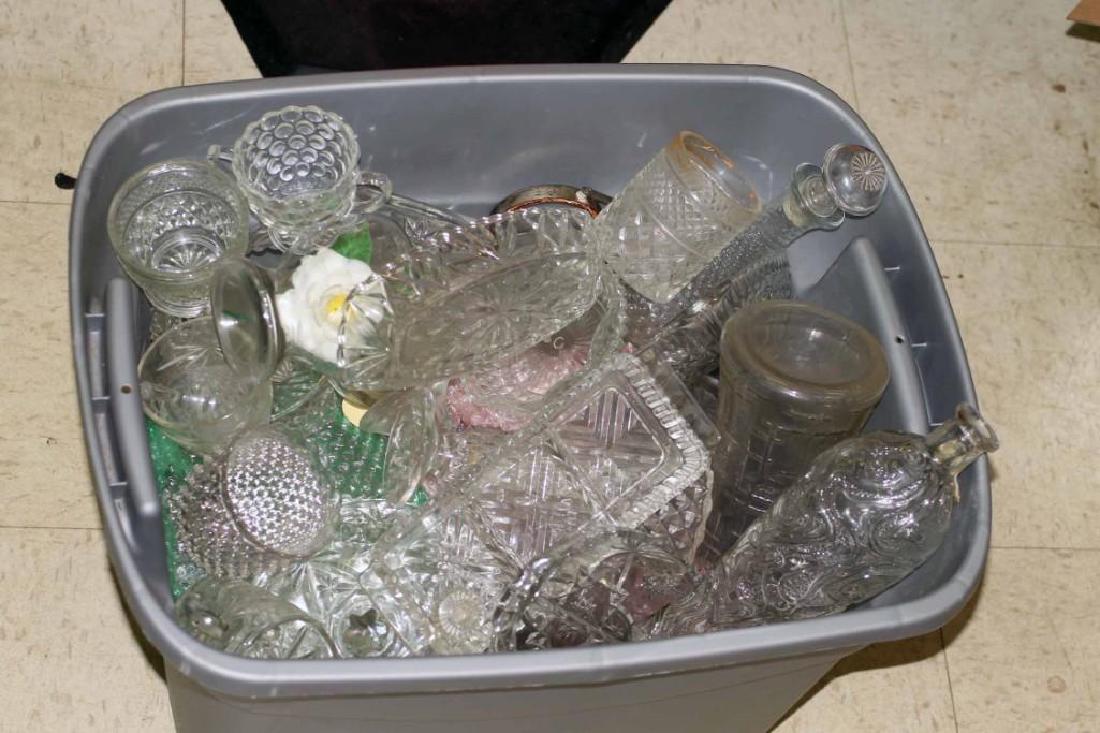 Large Lot of Vintage Clear Glass Dishes, Decanters, etc (1 of 2)