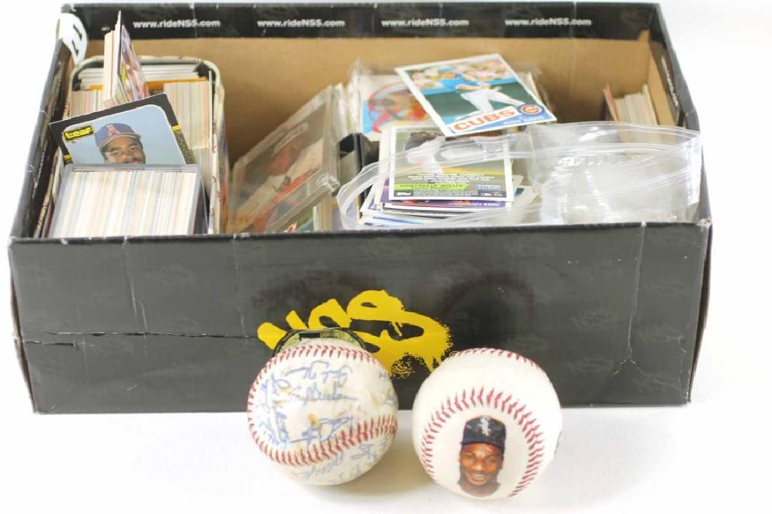 Lot of Vintage Sports Cards and 2 Baseballs 1 is Signed (1 of 2)