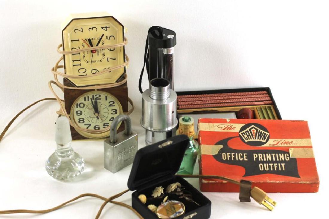 Lot of Vintage Smalls incl Clocks, Stoppers, Ink (1 of 2)
