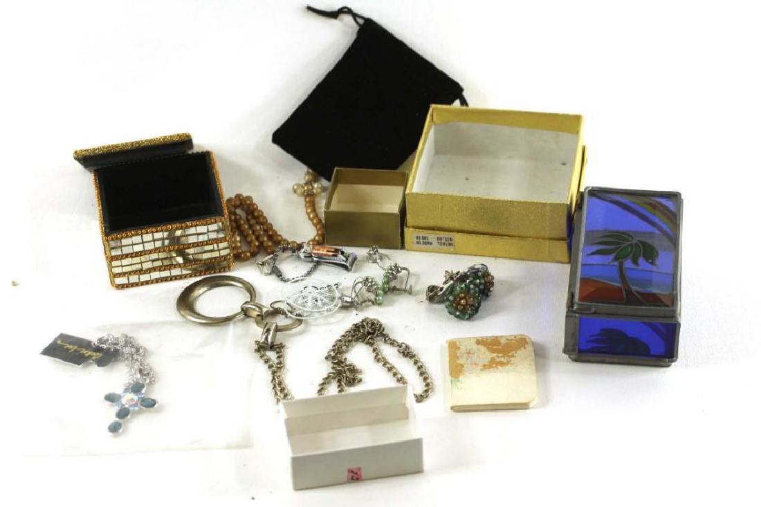 Lot of Costume Jewelry and Trinket Boxes: Lot of Costume Jewelry and Trinket Boxes