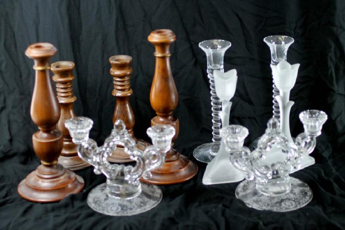 Lot of Candlesticks incl Depression Glass , Wood , etc (1 of 1)