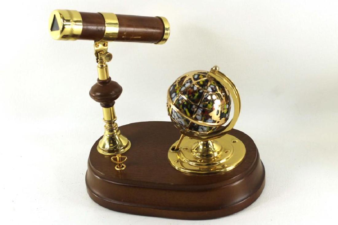 Art Glass Globe Kaleidoscope Music Box: Kaleidoscope with art glass globe and music box