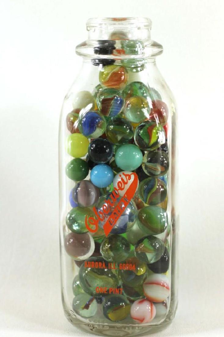 Oberweis Milk Bottle Filled with Vintage Marbles (1 of 2)