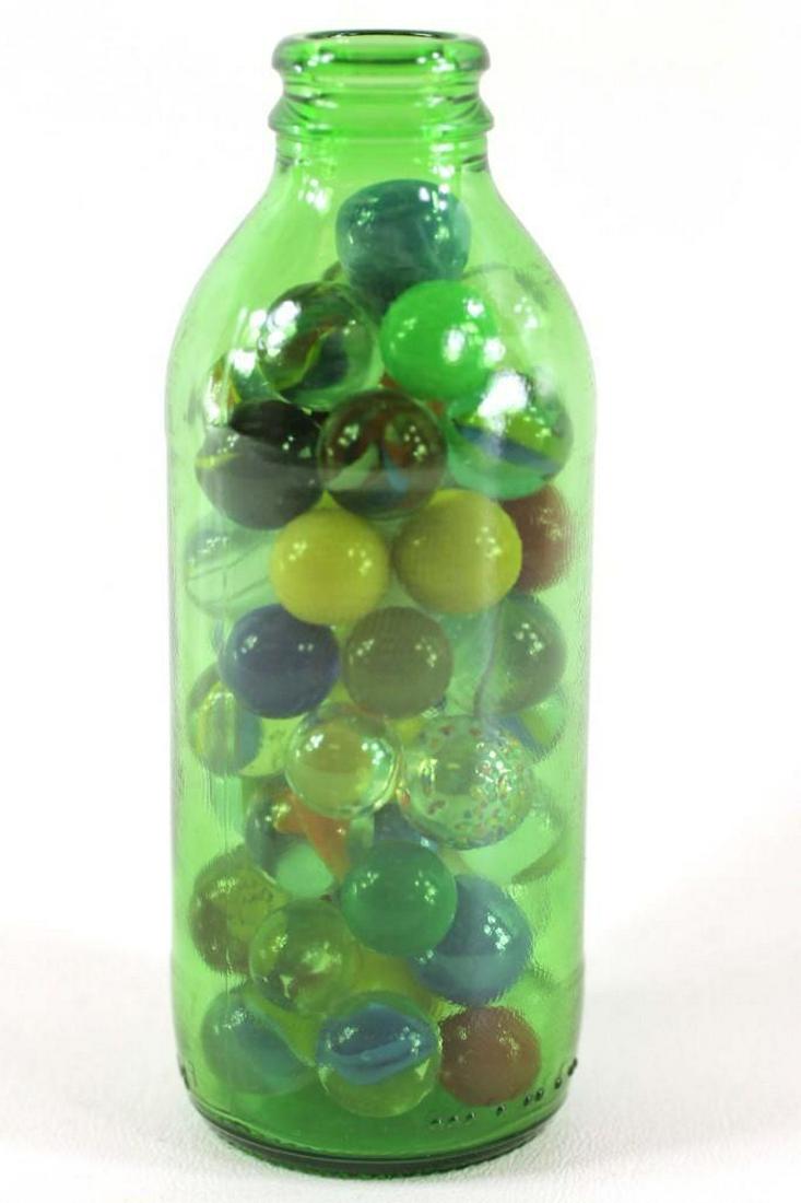 Vintage Green Bottle of Vintage Marbles (1 of 3)