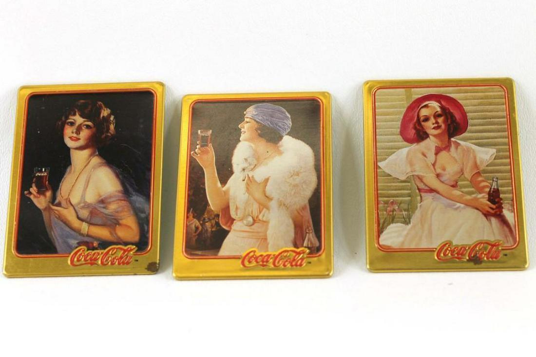 Lot of 3 Coca Cola Metal Art Collectors Cards Featuring (1 of 2)