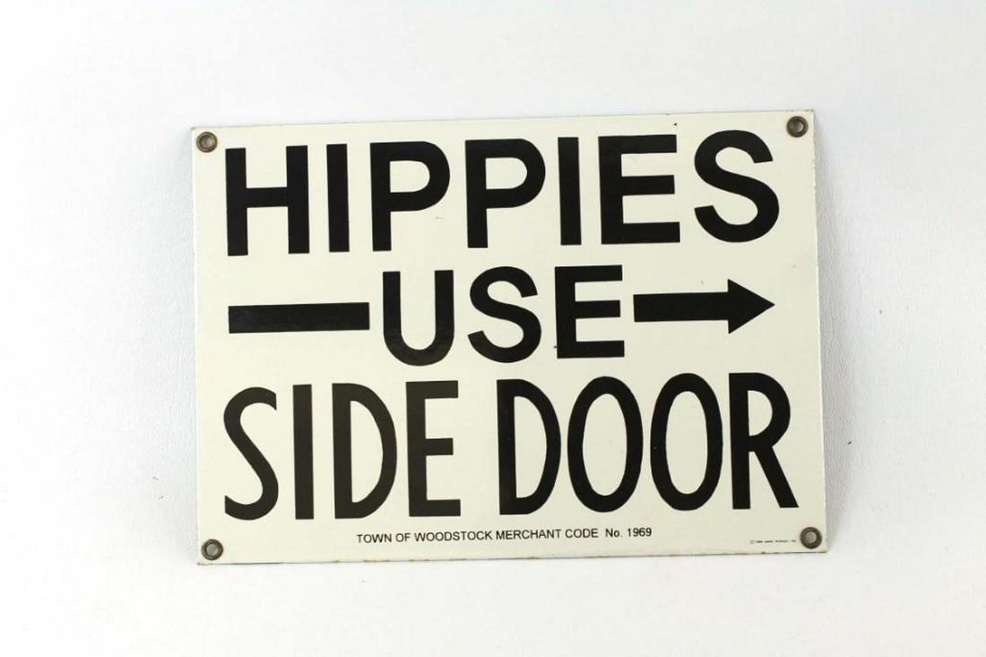 Hippies Use Side Door Porcelain Sign Jul 29 2019 Denotter