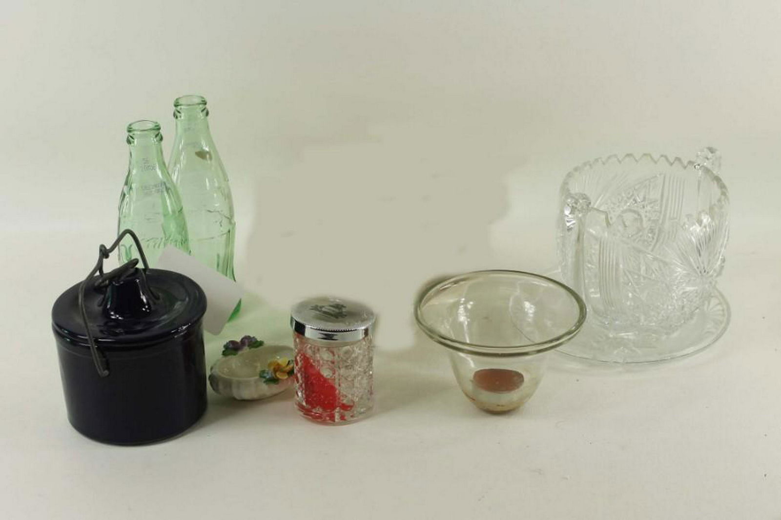Lot of Smalls incl 2 Coca Cola Bottles , a Cheese Crock (1 of 1)