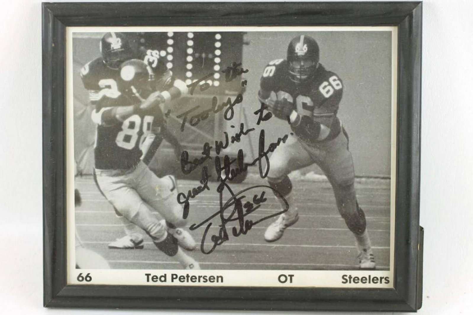 Signed Photo of Ted Petersen of the Pittsburgh Steelers: Framed autographed photo of Ted Petersen of the Pittsburgh Steelers No Certificate of Authenticity