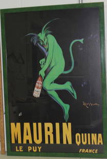 Leonetto Cappiello Maurin Quina Poster: Leonetto Cappiello Maurin Quina Le Puy France Advertising Poster framed in a green frame