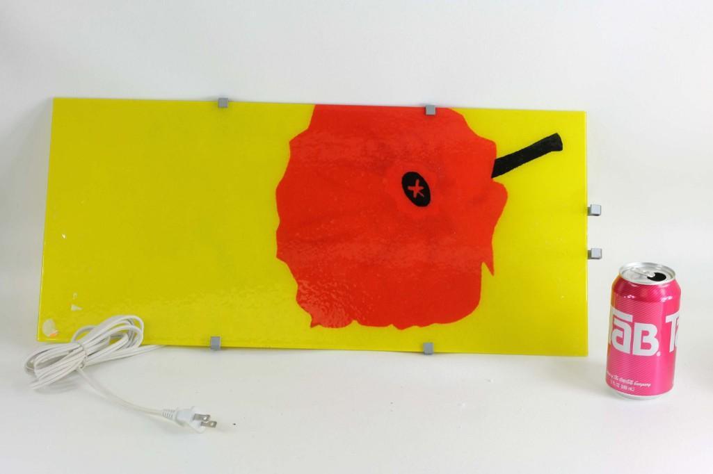 Art Glass Light Fixture Yellow with Orange Poppy Flower (1 of 1)