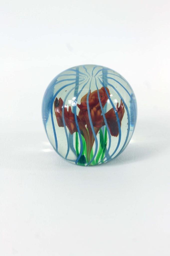 Art Glass Paperweight with a Flower Design: Art Glass Paperweight with a Flower Design