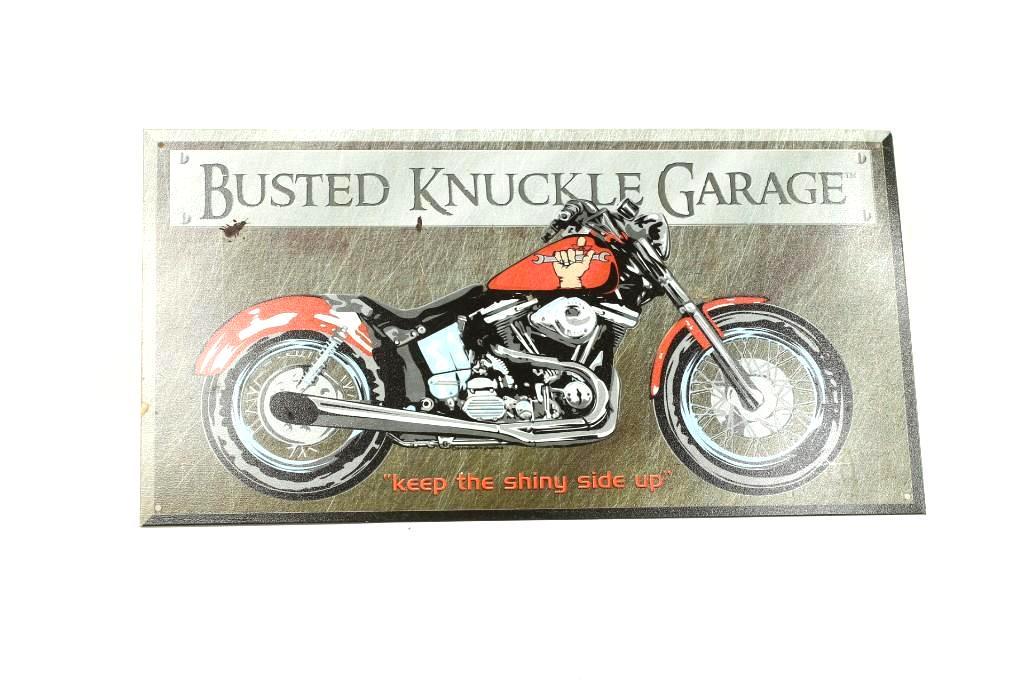 Busted Knuckle Garage Motorcycle Modern Metal Sign: Busted Knuckle Garage Motorcycle Modern Metal Sign