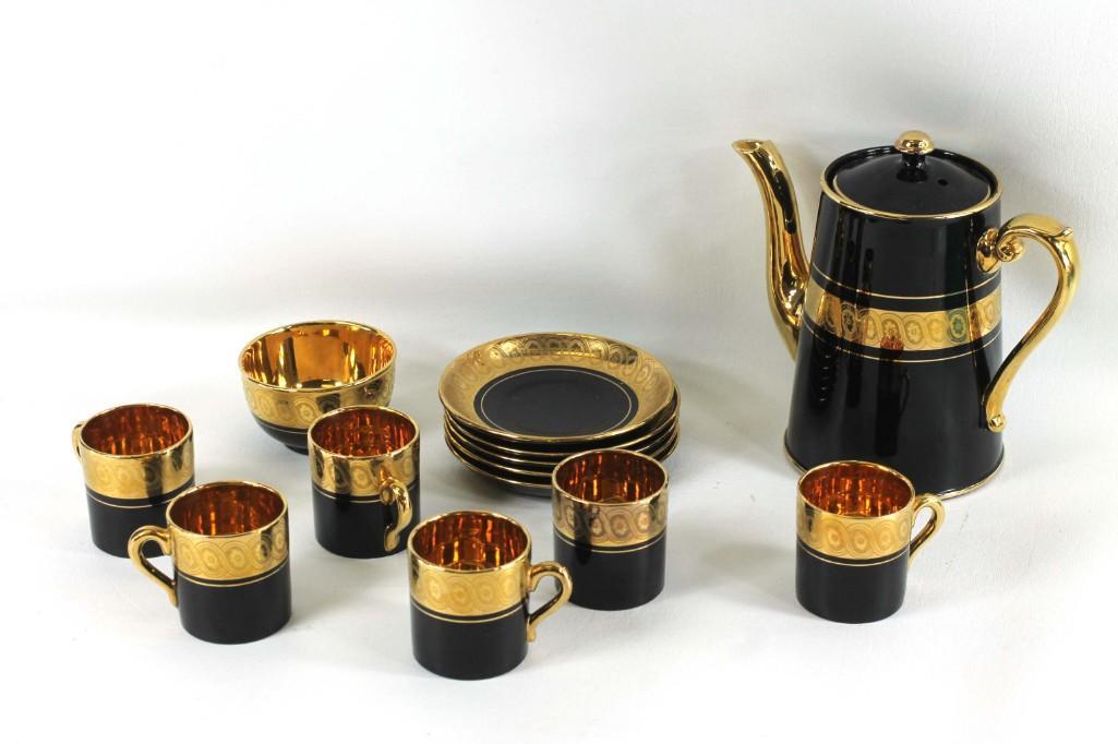 Vintage Tea Set Black with Gold Gilt (1 of 3)