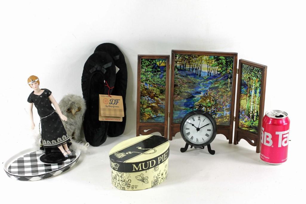 Lot of Home Decor incl Small Clock, Owl , Slippers , (1 of 1)