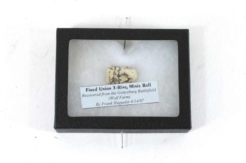 Fired Union 3 Ring Minie Ball Recovered from the: Fired Union 3 Ring Minie Ball Recovered from the Gettysburg Battlefield Wolf Farm Civil War Collectible