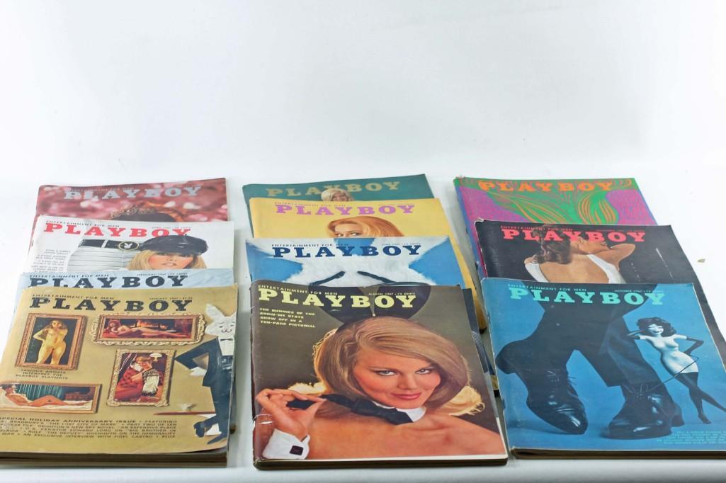 Lot of 11 Issues of 1967 Playboy Magazine: Lot of 11 Playboy Magazines from 1967. May is missing