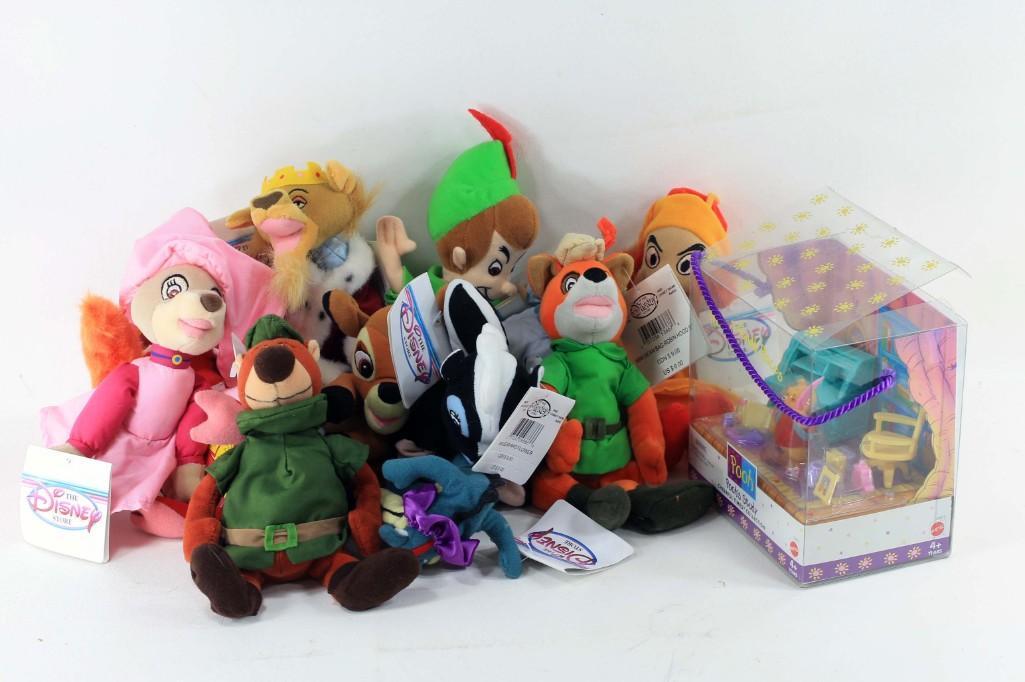 Lot of Disney Beanie Plush Mostly New with Tags: Lot of Disney bean bag plush and a Winnie the Pooh toy called Pooh's Study