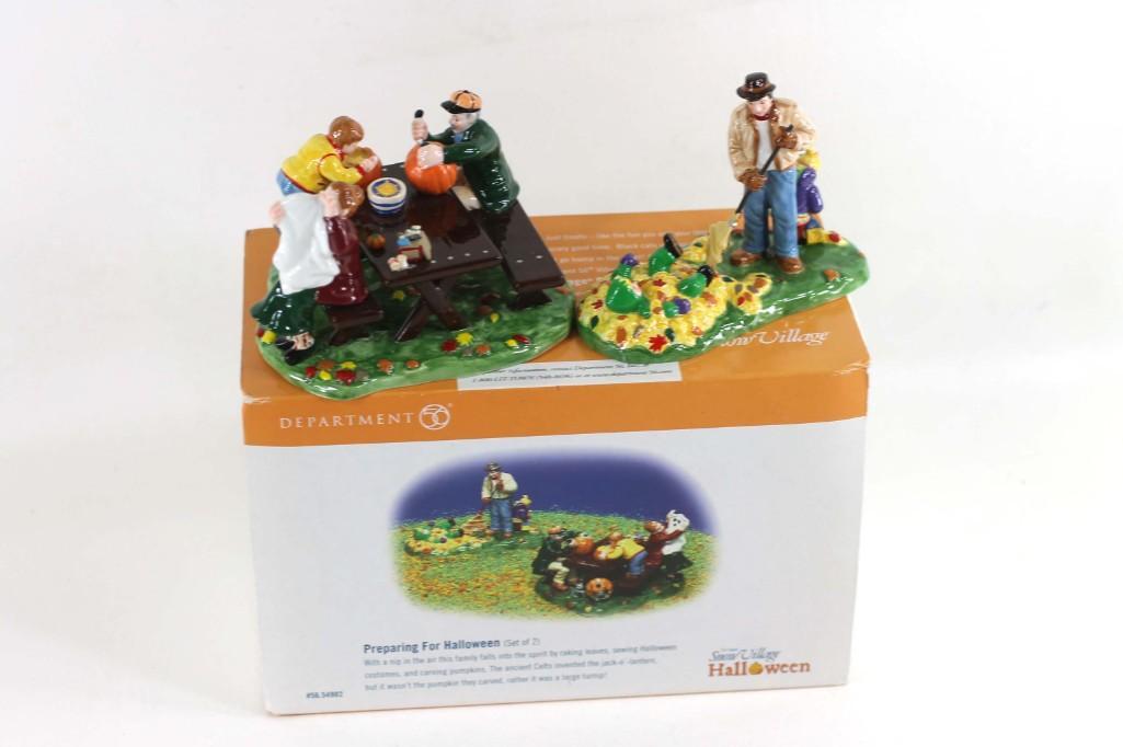 Department 56 Preparing for Halloween Snow Village: Department 56 Preparing for Halloween Snow Village Accessories with Original Box