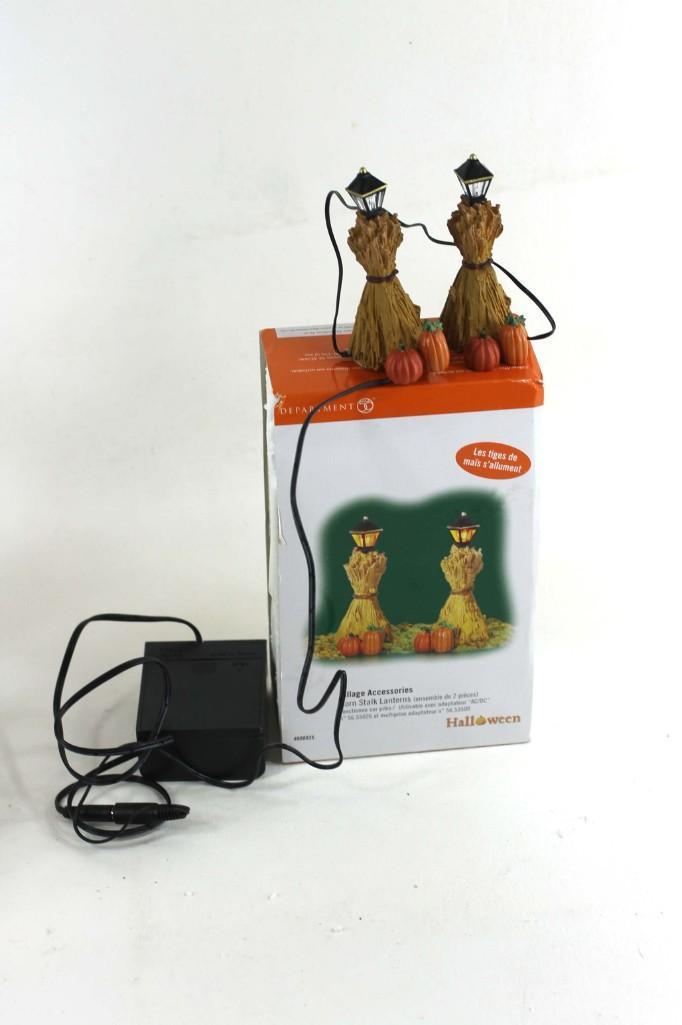 Department 56 Corn Stalk Lanterns Halloween Village: Dept 56 Corn Stalk Lanterns Halloween Village Accessories in original box