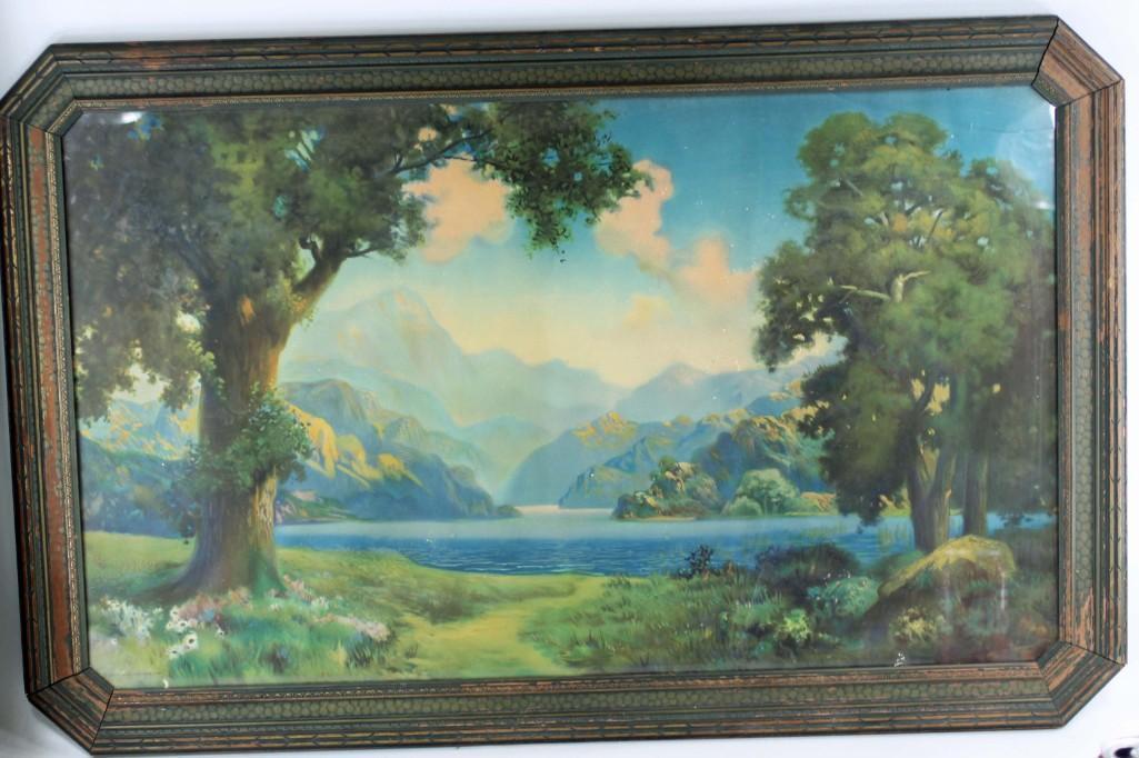 Mid Century Framed Print of a Landscape Scene (1 of 4)