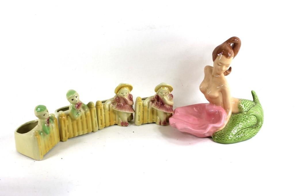 Vintage Ceramic Trinket Holders A Mermaid and 4 (1 of 4)