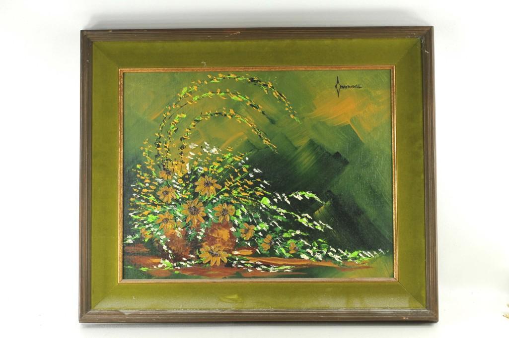 Framed Painting on Canvas by Irene Rae Partridge: Framed Floral Still Life Painting on Canvas by Irene Rae Partridge