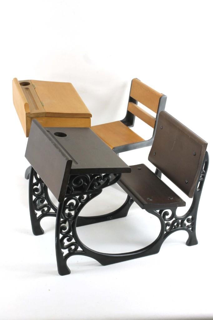 Lot of 2 Miniature Old Fashioned School Desks: Lot of 2 Miniature Old Fashioned School Desks for dolls