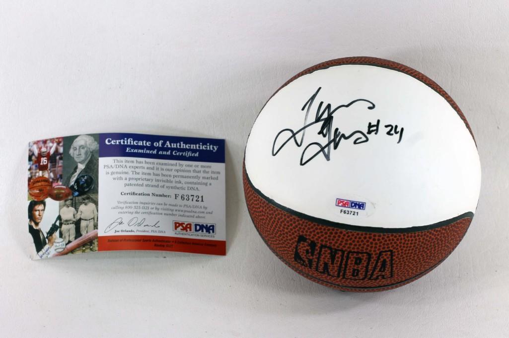 Tyrus Thomas Autographed Mini Basketball with PSA COA (1 of 2)