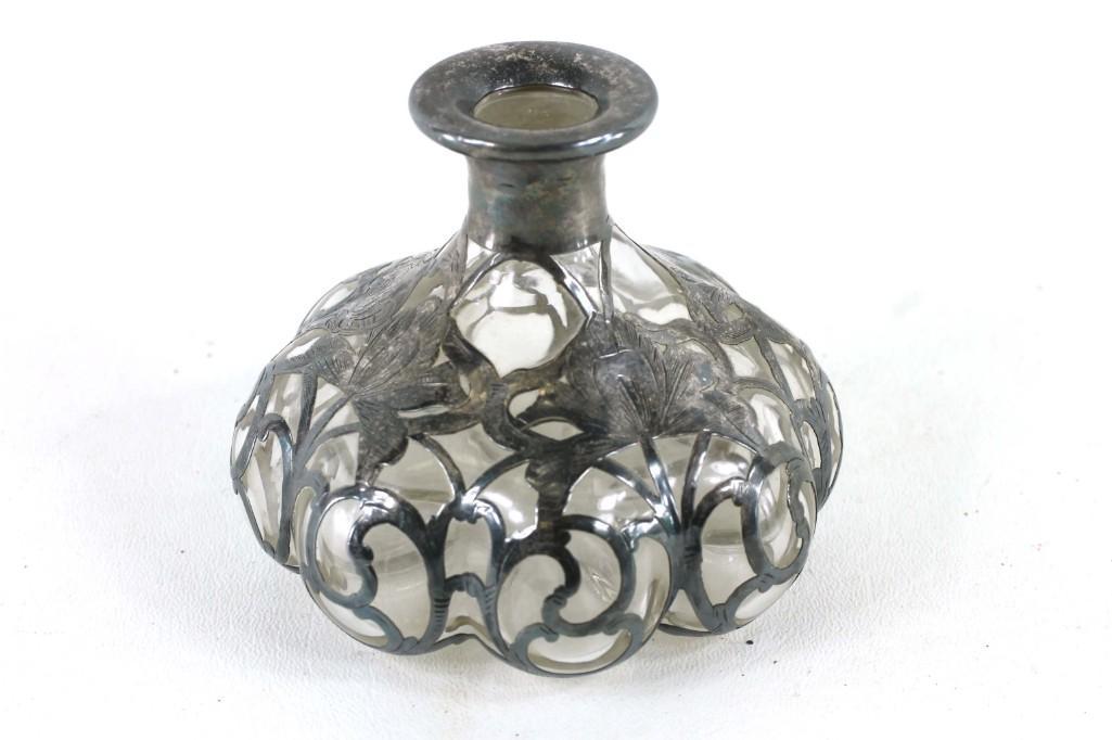 Perfume Bottle with Sterling Silver Overlay (1 of 2)