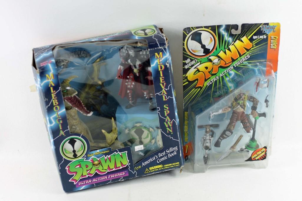Lot of 2 Spawn Ultra Action Figures In Original: Includes Medieval Spawn and Crutch