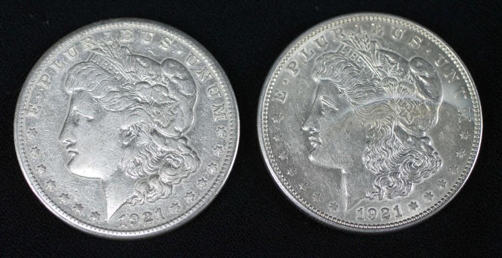 1921-S Morgan Silver Dollar and 1921-D Morgan Silver (1 of 2)