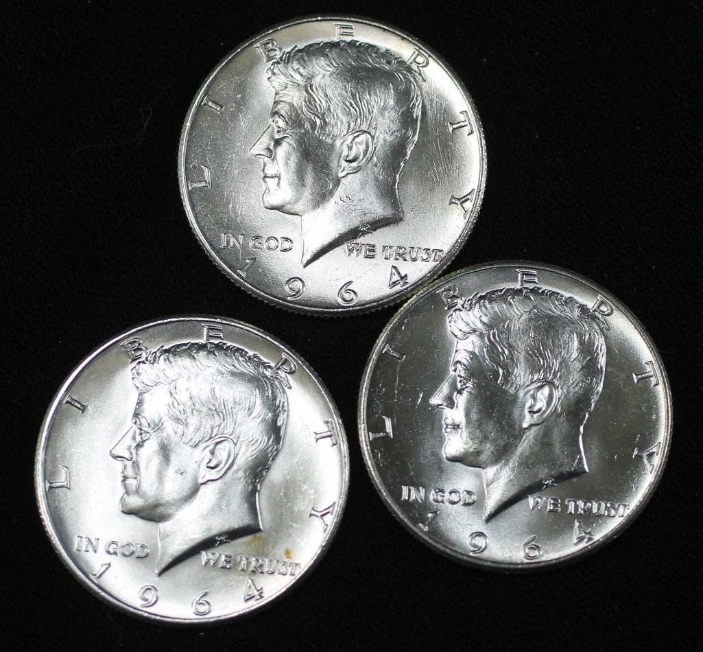 Lot of 3 AU Kennedy Half Dollars (1 of 2)