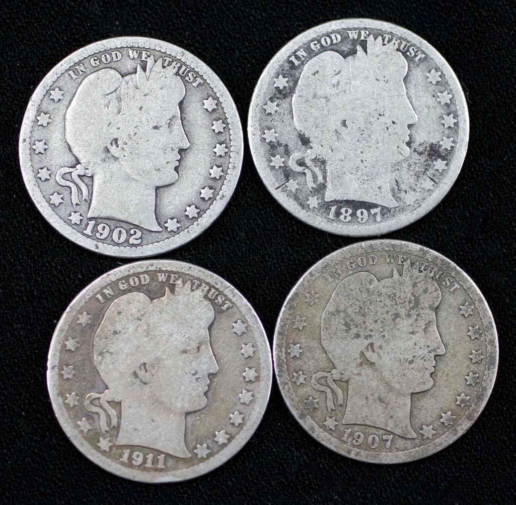 Lot of 4 Barber Quarters (1 of 2)