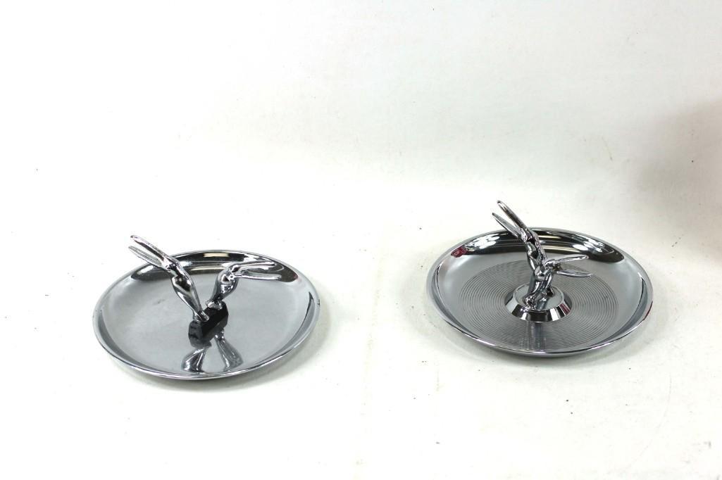 Lot of 2 Vintage Chrome Pelican Ashtrays: Lot of 2 Vintage Chrome Pelican Ashtrays