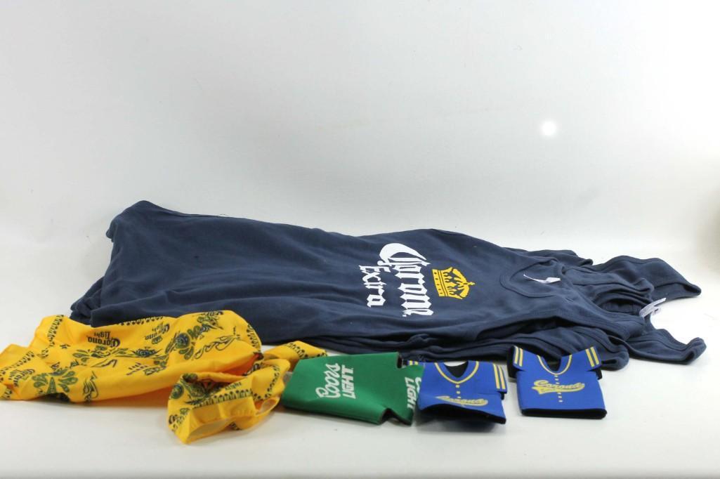 Lot of Corona Tank Tops plus bandanna and coozies: Lot of Corona Tank Tops plus bandanna and coozies