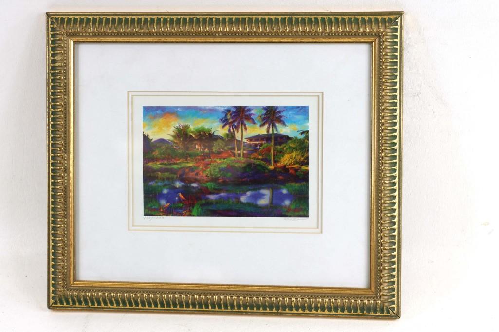 Framed and Matted Tropical Print Pencil Signed and (1 of 3)