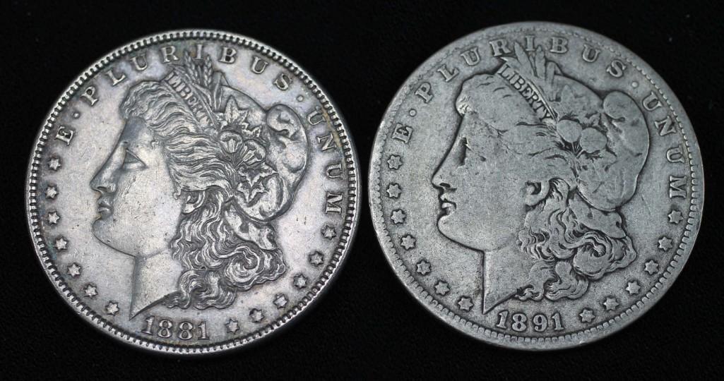 1881-P Morgan Dollar and 1891-O Morgan Dollar (1 of 2)