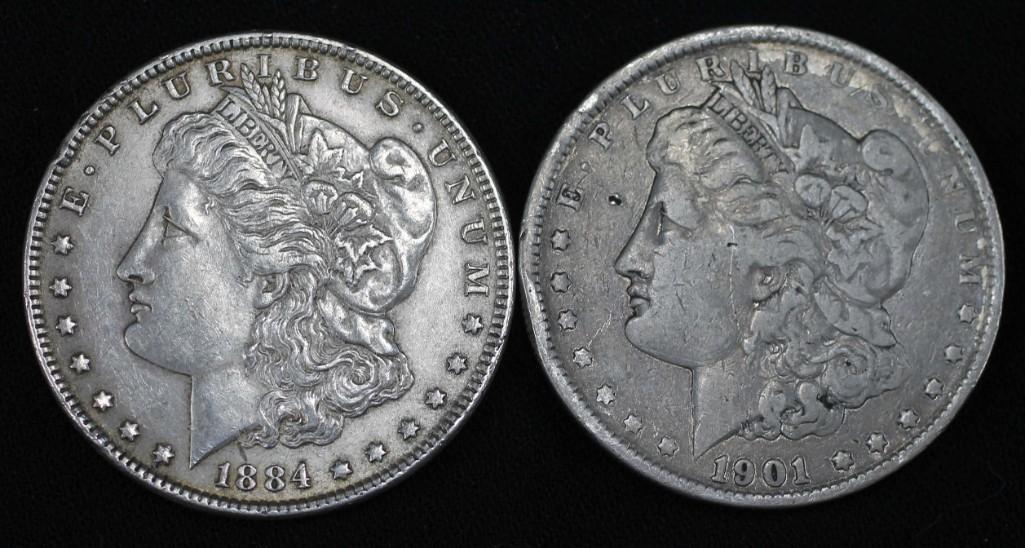 1884-O Morgan Silver Dollar and 1901 Morgan Silver (1 of 2)