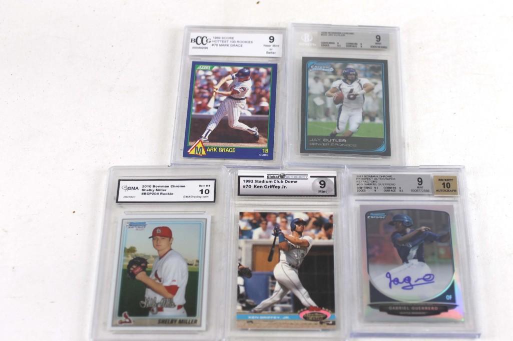 Lot of 5 Mint or Near Mint Graded Baseball and Football (1 of 3)