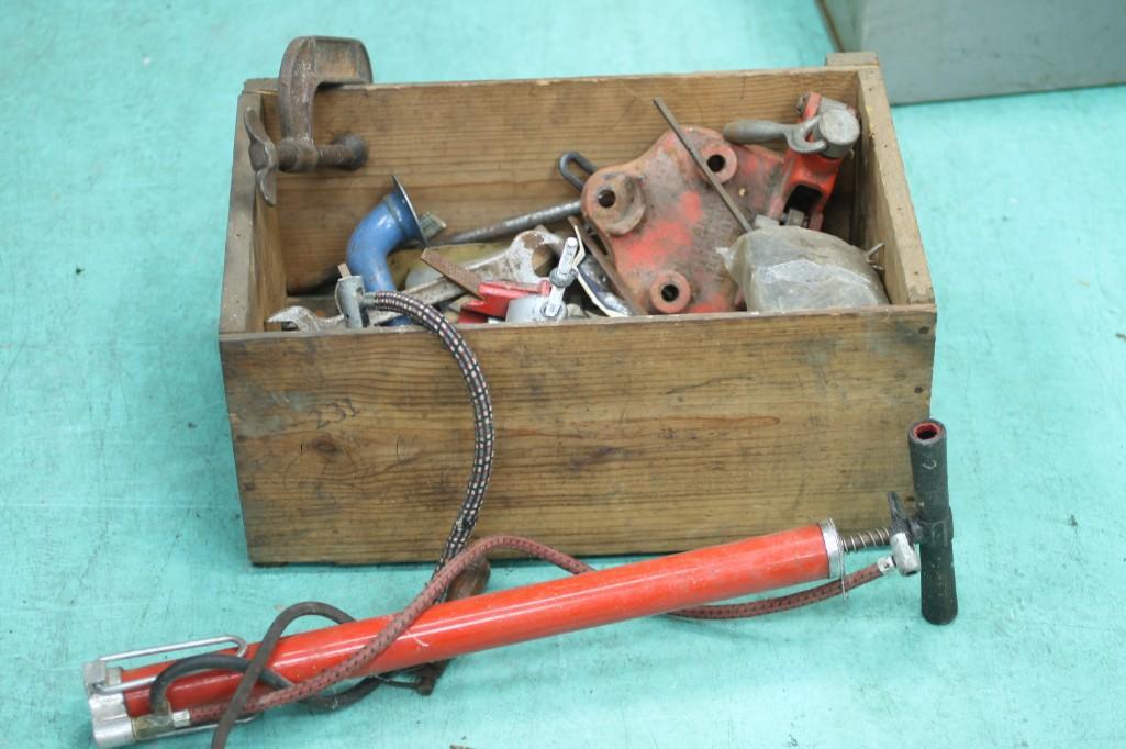 Large wooden crate full of old tools and a vintage bike (1 of 3)