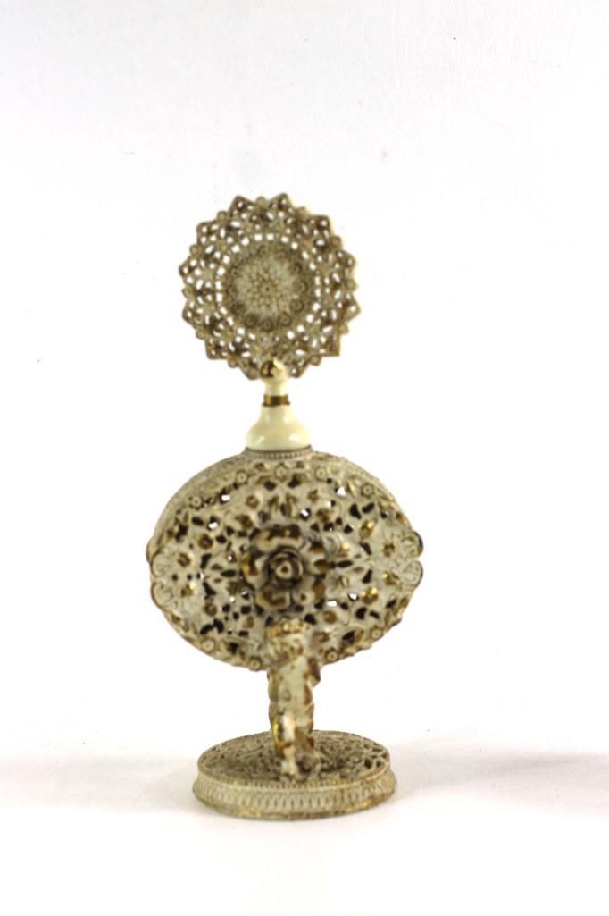 Antique Vintage Filigree Ormolu Perfume Bottle (1 of 4)