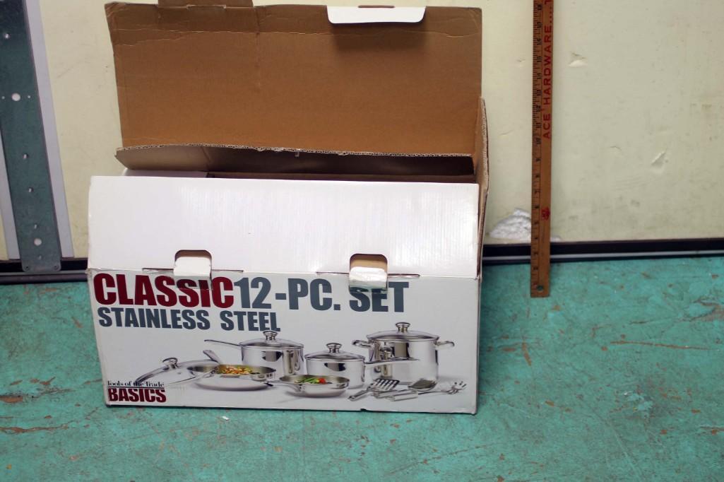 12 piece stainless steel set of pots and pans, etc. (1 of 2)