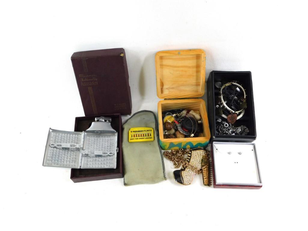 Misc. lot Costume Jewelry, Lighter / Cigarette Case, (1 of 1)
