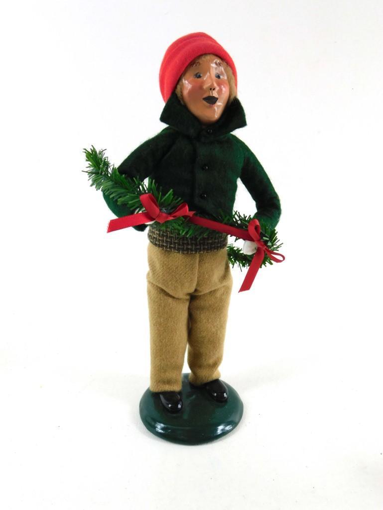 Byers Choice Doll Boy with a Christmas Tree Branch: Byers Choice Doll Boy with a Christmas Tree Branch