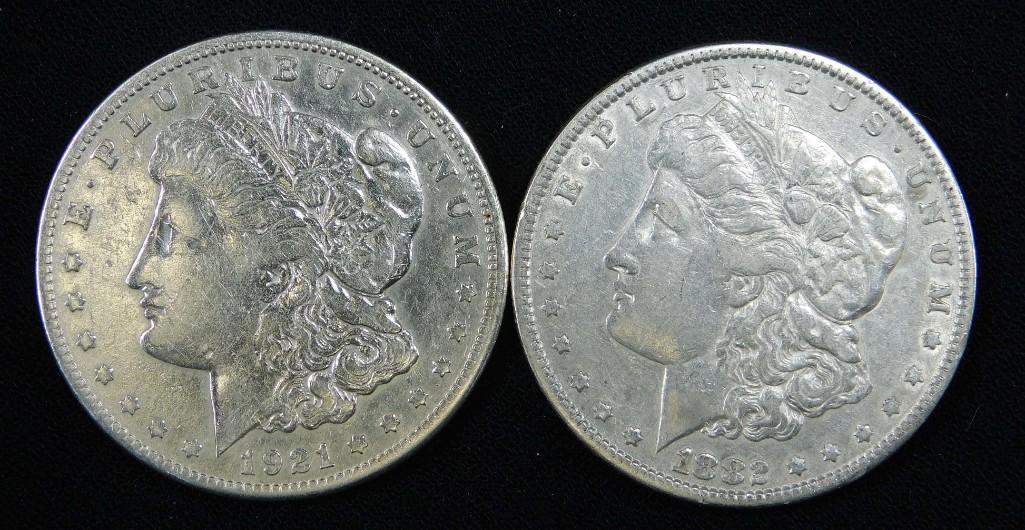 1882-P Morgan Dollar and 1921-S Morgan Dollar (1 of 2)