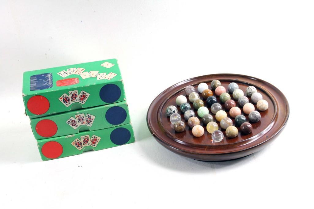 Vintage Poker Chips and a Wood Game with Stone (1 of 5)